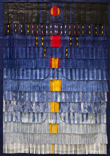 Abdoulaye Konate Composition bleu avec orange et jaune 2016 cn 220 x 153